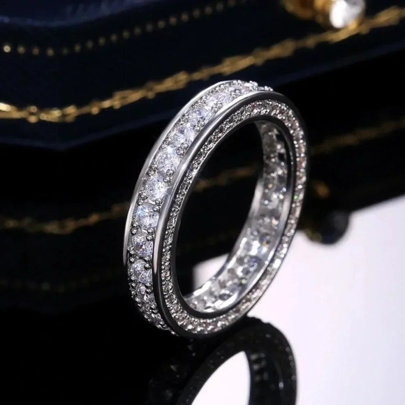 NEW 925 Sterling Silver Diamond Eternity Ring - Picture 4 of 6
